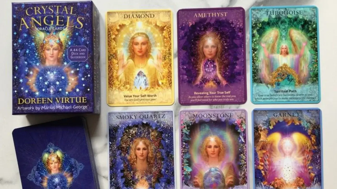 A pic Representing the Deck of Crystal Angel Oracle Cards 