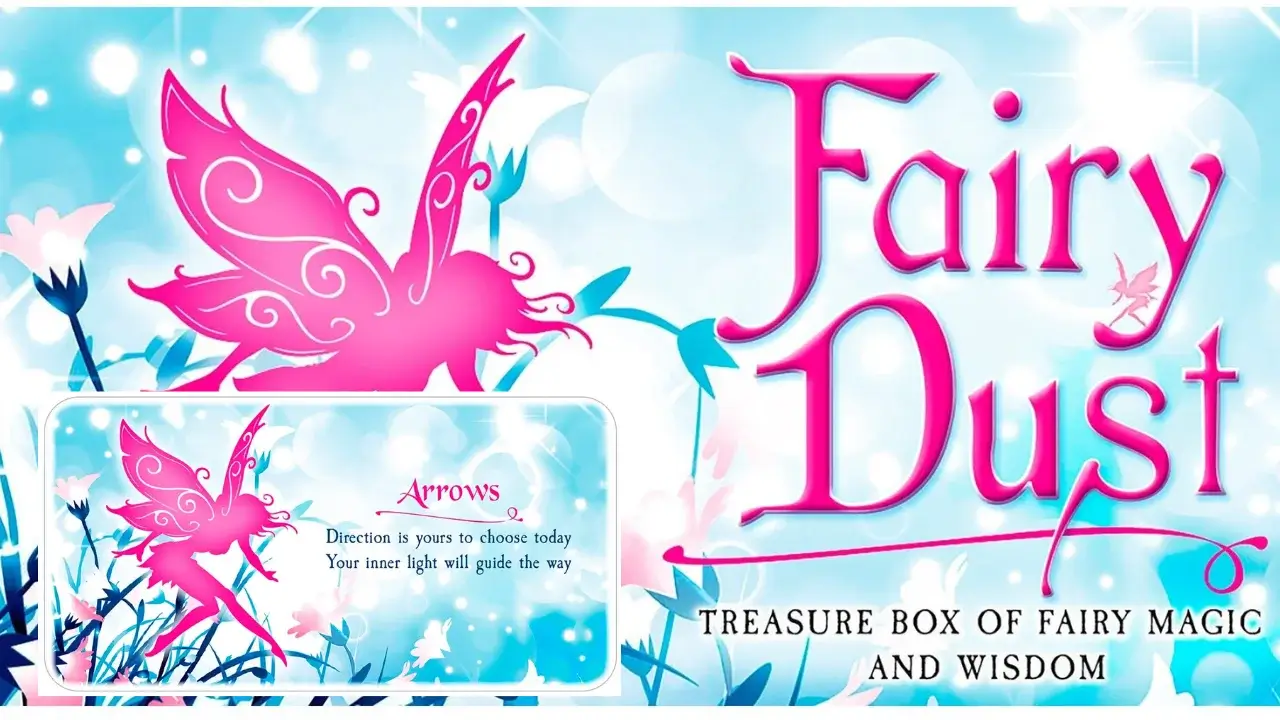 A pic representing the poster and one card of Fairy Dust Oracle Cards