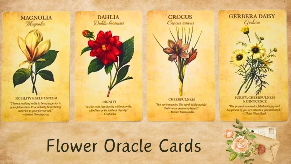 A pic Representing the 4 Flower Oracle Cards