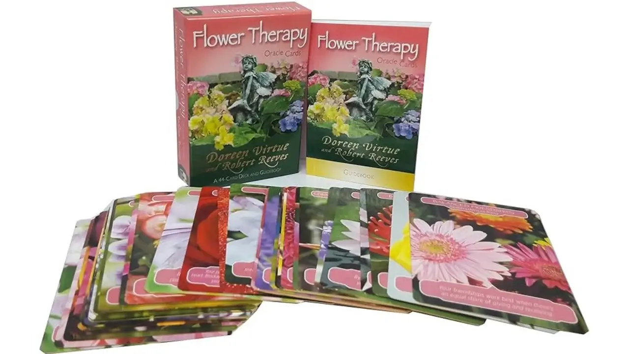 A pic representing the Deck and the  Cards of Flower Therapy Oracle 